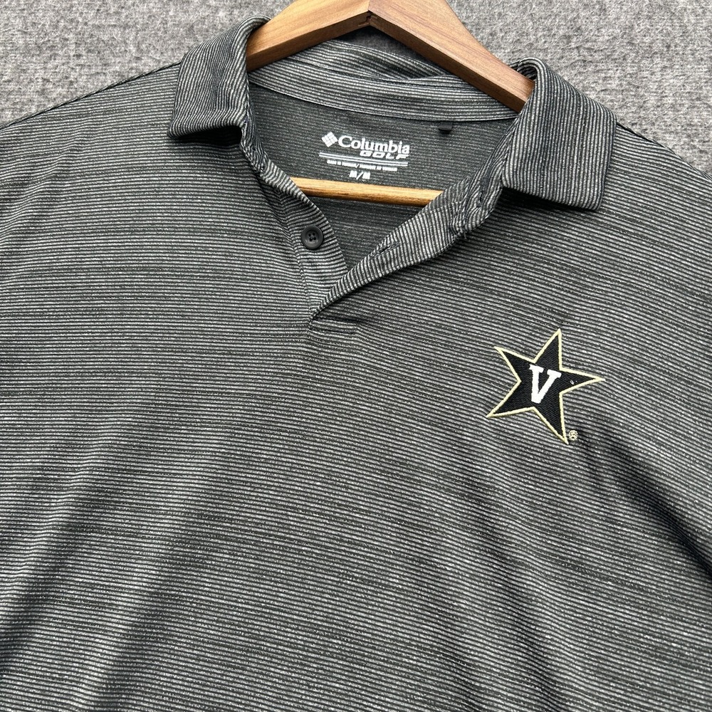 Columbia Golf Polo Vanderbilt Star Shirt Collar Striped Gray Medium Mens
